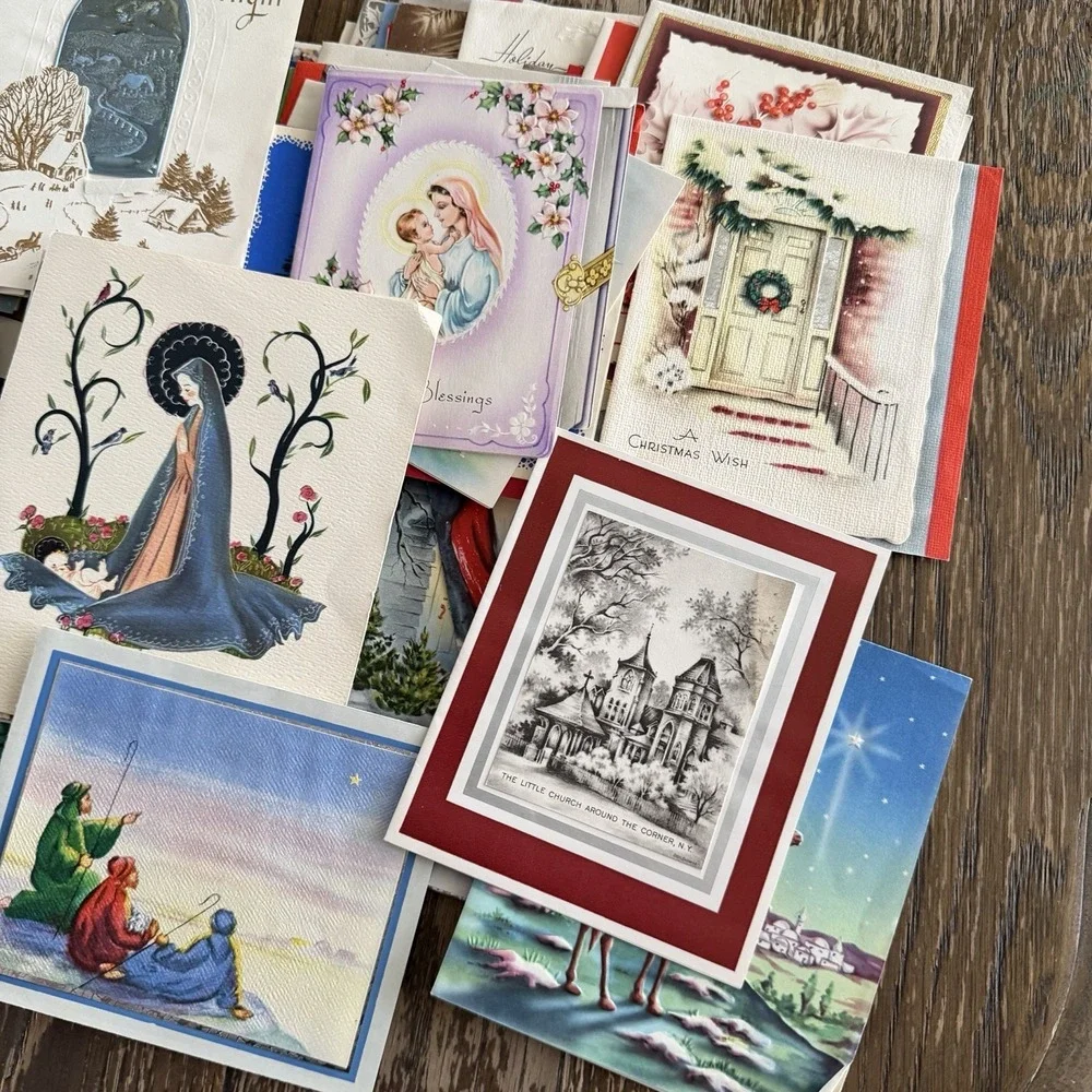 *Lot Of 10* 1940s Christmas Cards Used Mixed Lot Scrapbook Decor Classic‎ Art